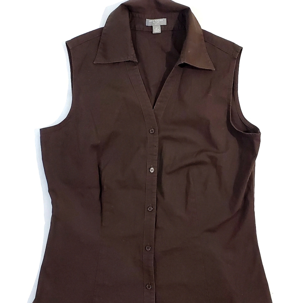 ANN TAYLOR Womens Brown Sleeveless Vest Petites OP